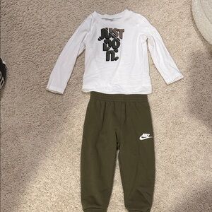 Nike White and Olive Green Toddler Outfit